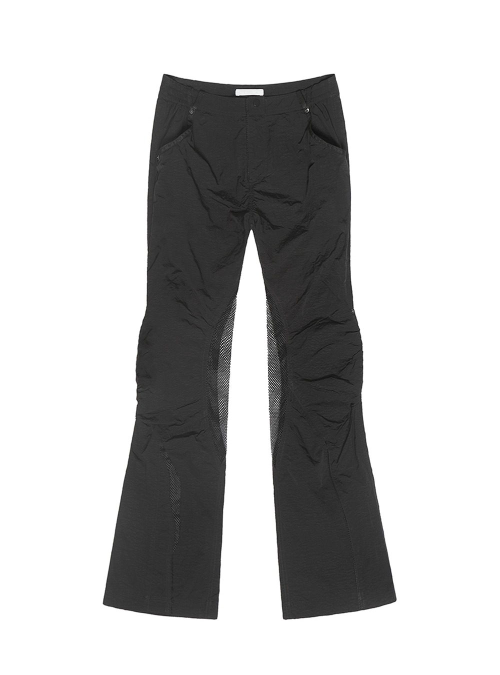 [NUTEMPEROR] Black Slim Fit Nylon Micro-Flared Pants