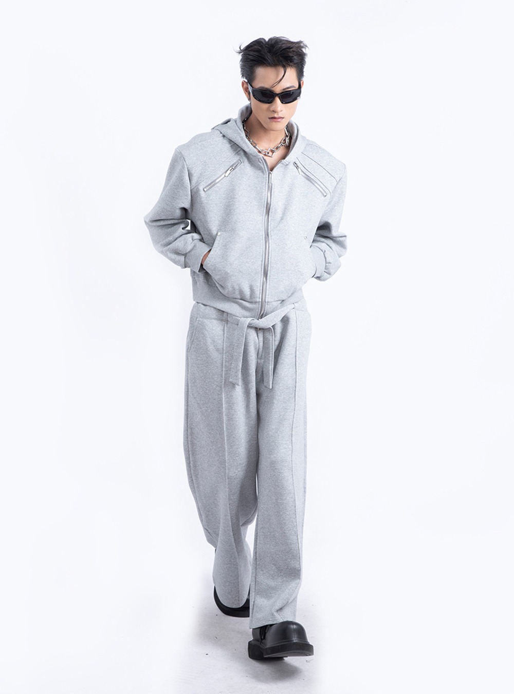 [PLAN1] 3D Demolition Fine Hood Sweatshirt & Pants Set (2color) - 비엑세스