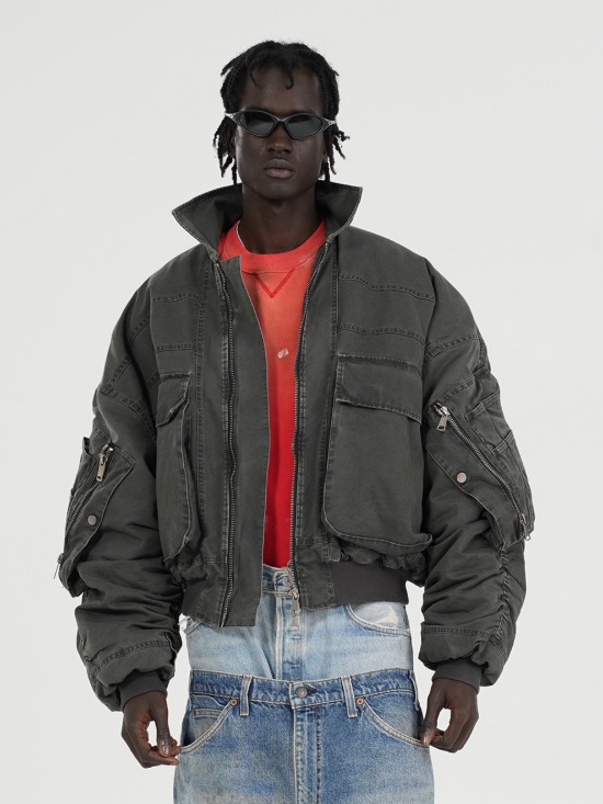 ジャケット・アウター Washed Bomber Jacket FMT] Vintage Washed Bomber Jacket - BCAESAR