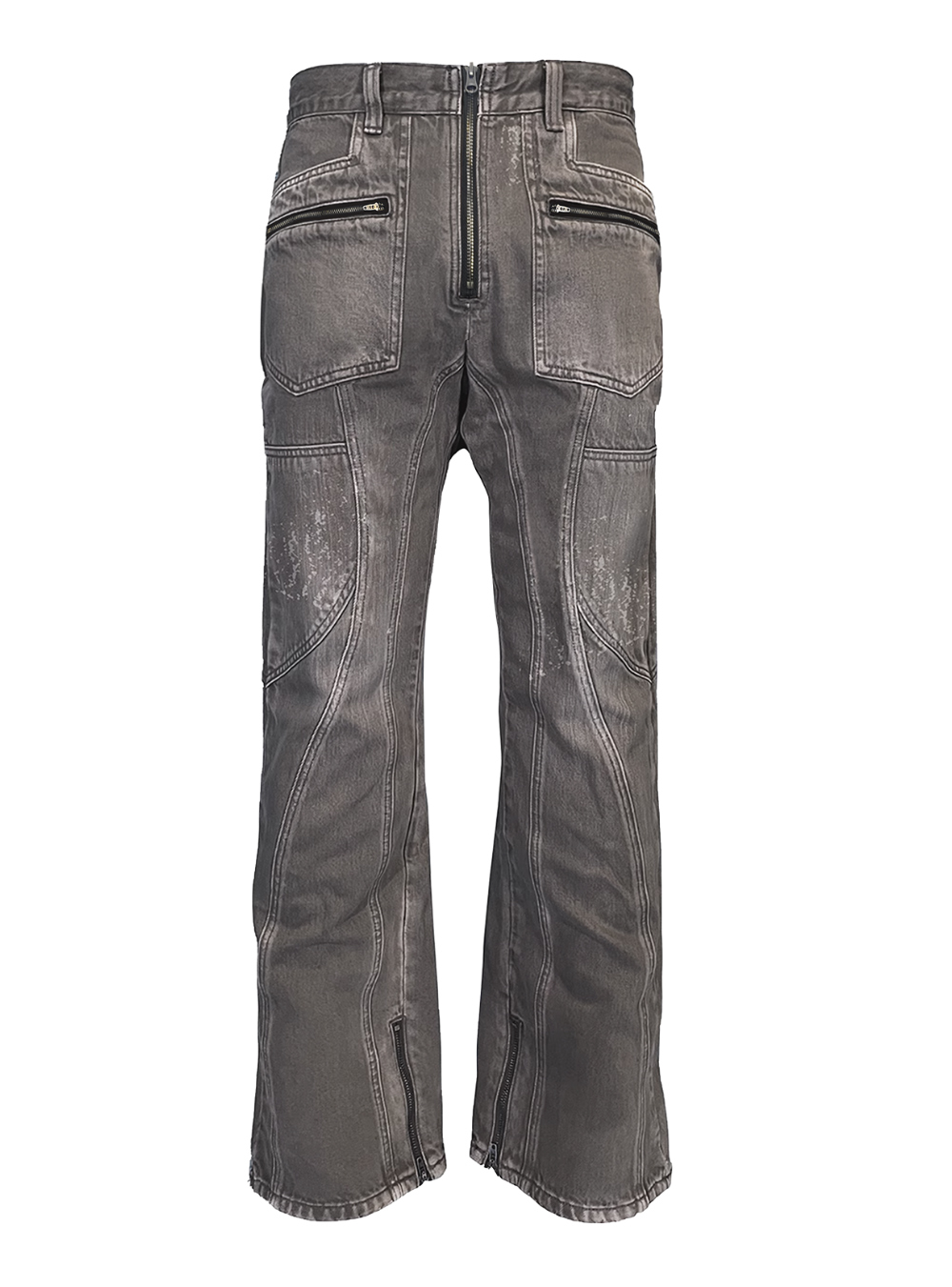 TecNine Group] Decorated Washed-out Heavy Duty Denim Pants - 430