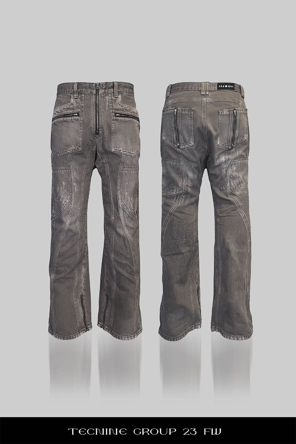 TecNine Group] Decorated Washed-out Heavy Duty Denim Pants - 430