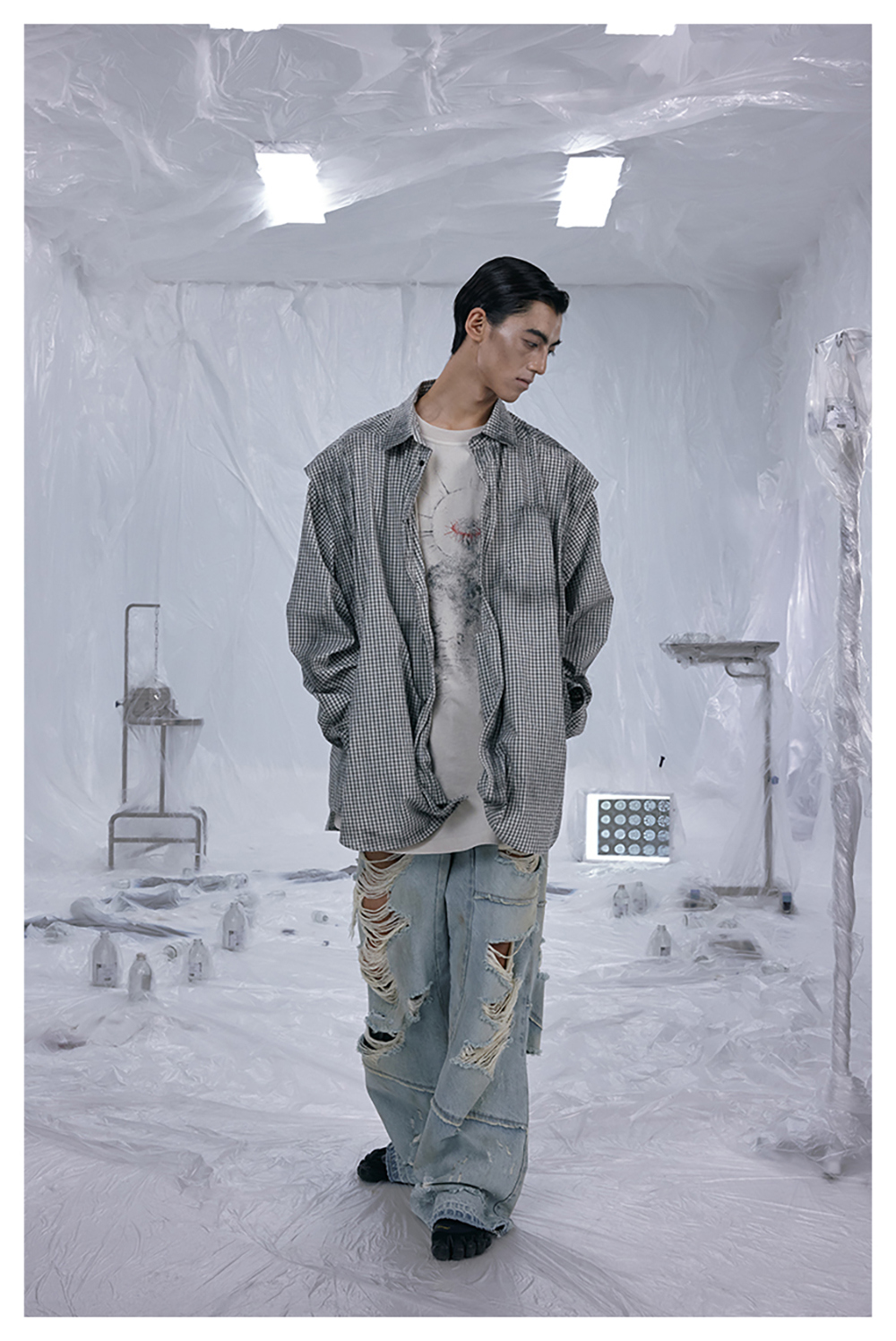 送料関税込 【D5OVE】 Distressed checkered shirt D5OVE] Distressed checkered shirt - BCAESAR