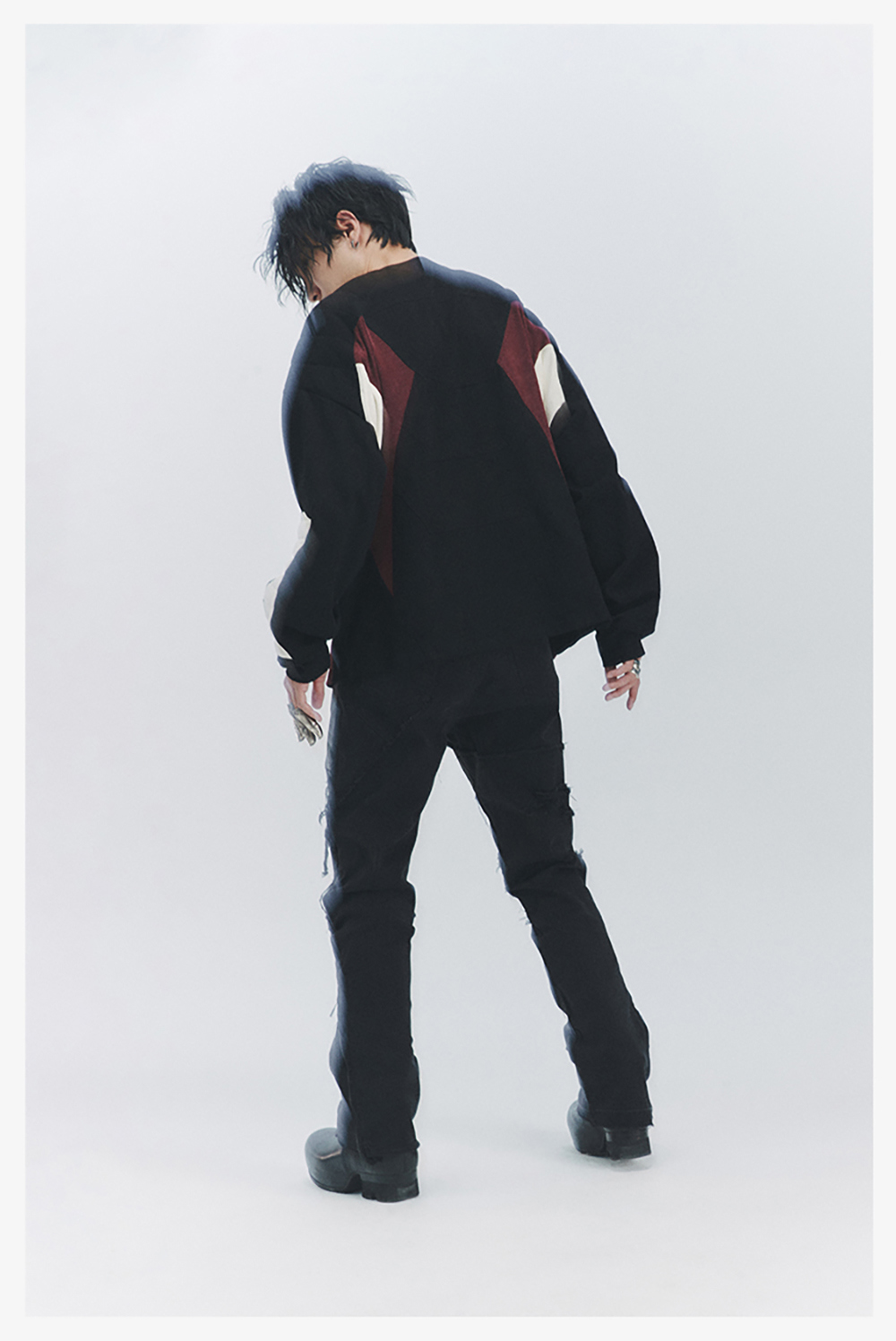 送料関税込 【D5OVE】 Wide shoulder silhouette racing shirt D5OVE] Wide shoulder silhouette racing sweater shirt - BCAESAR