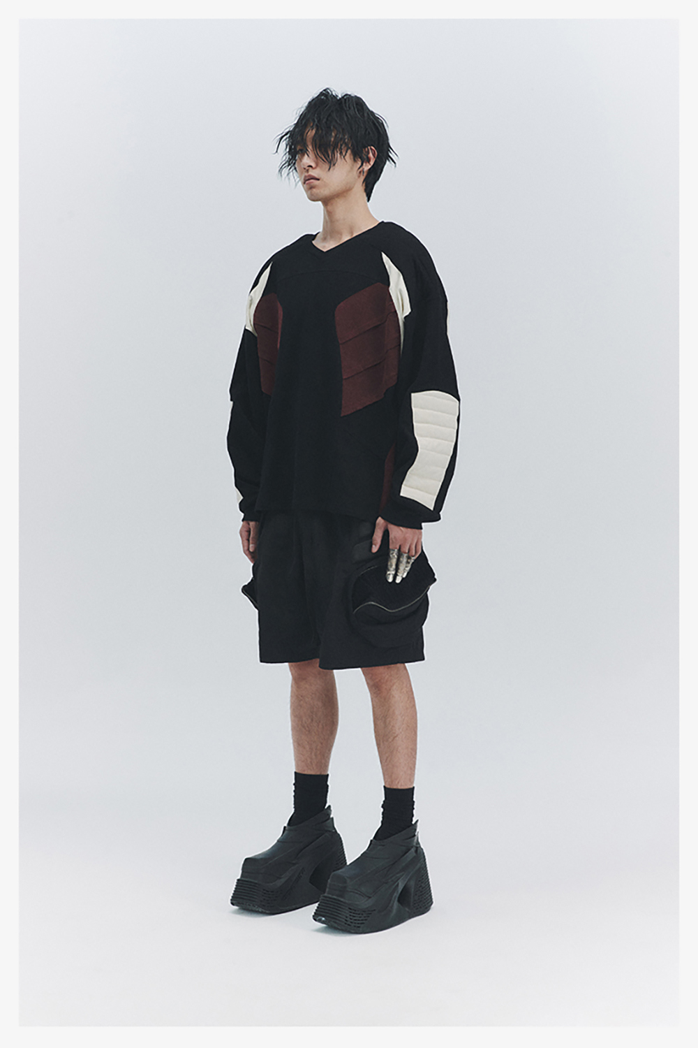 送料関税込 【D5OVE】 Wide shoulder silhouette racing shirt D5OVE] Wide shoulder silhouette racing sweater shirt - BCAESAR