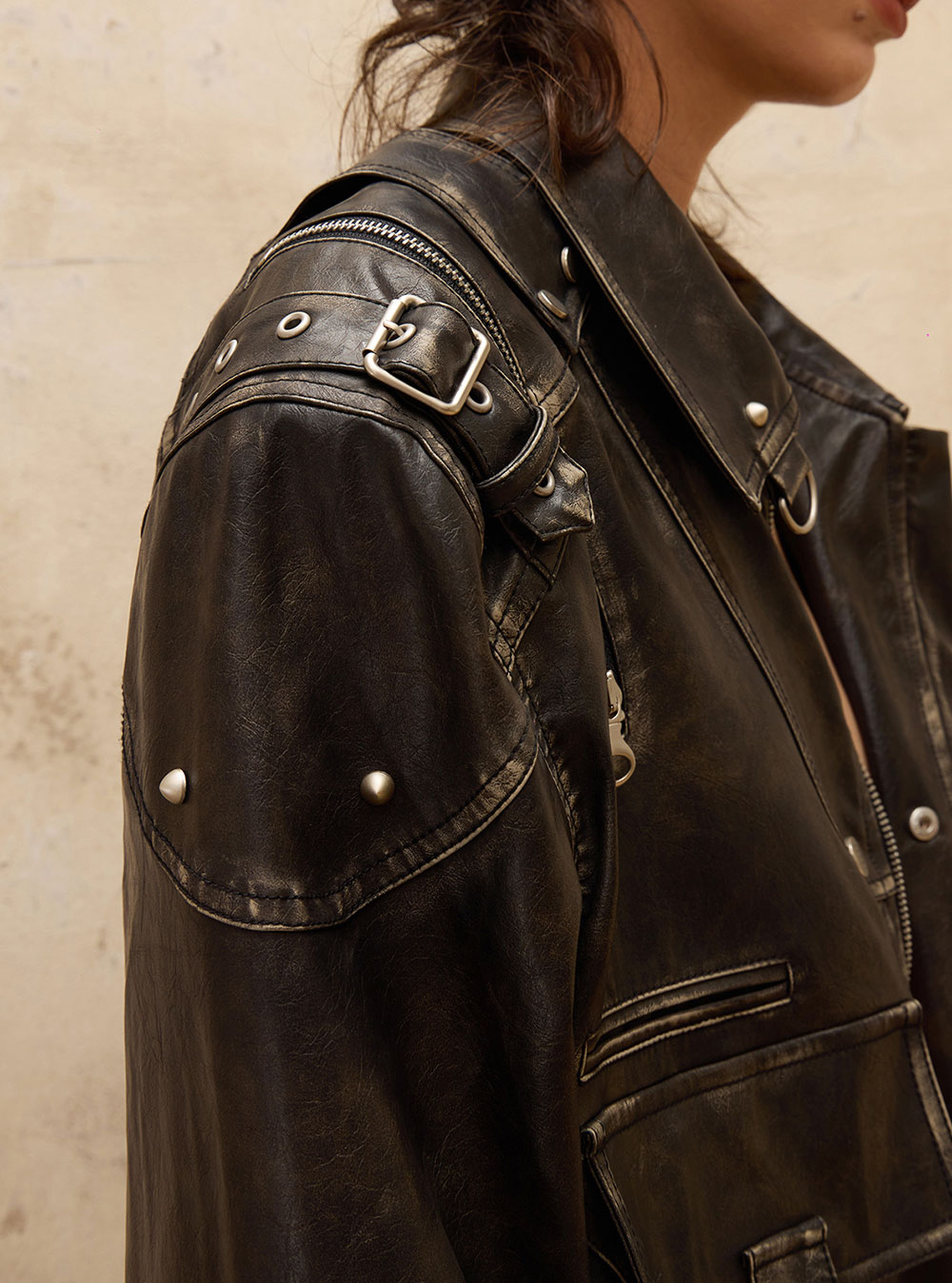 비엑세스 | [PERSONSOUL] PUNK Leather Jacket - 유니크한 스타일의