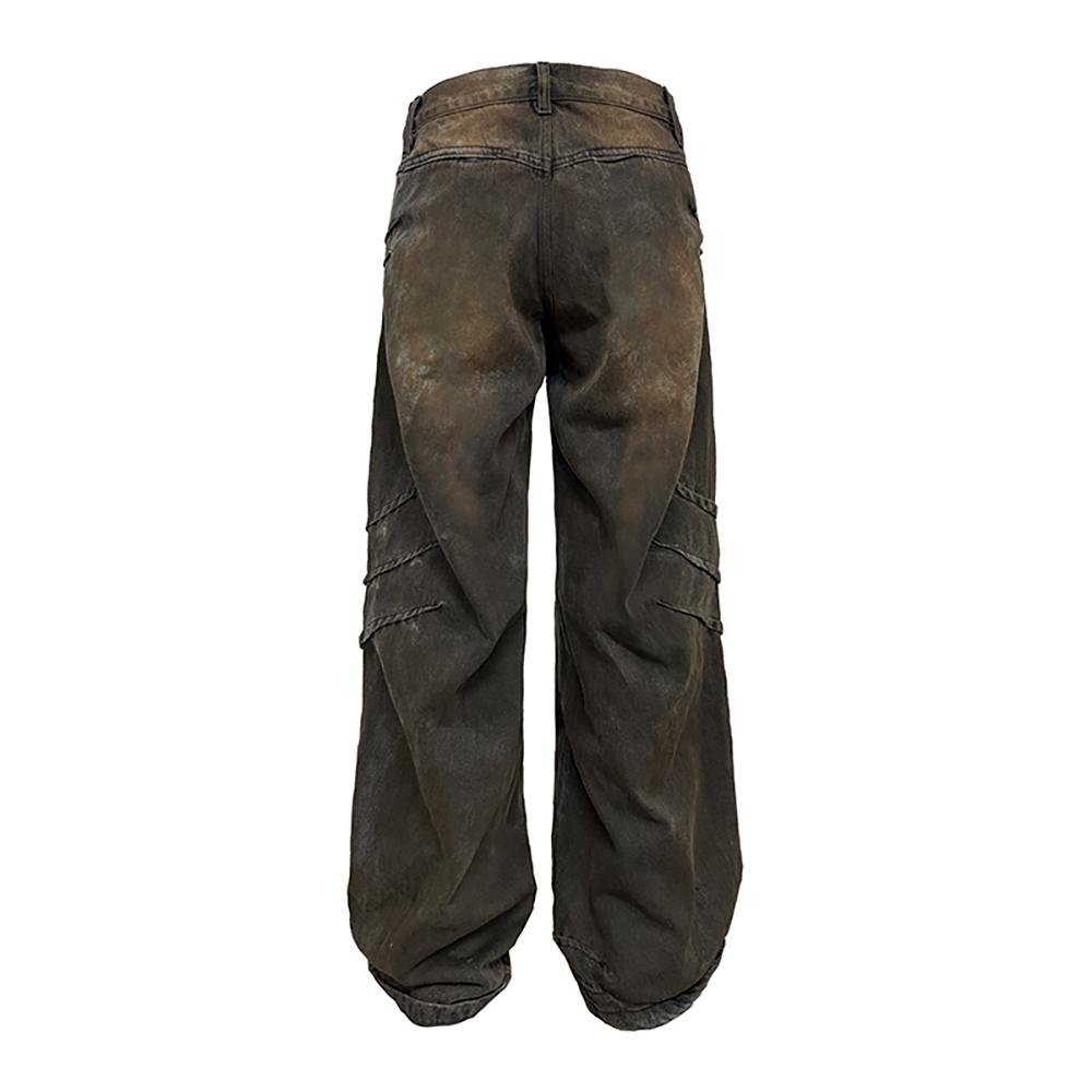 JCAESAR] Dirty Wash Scratched Jeans - BCAESAR