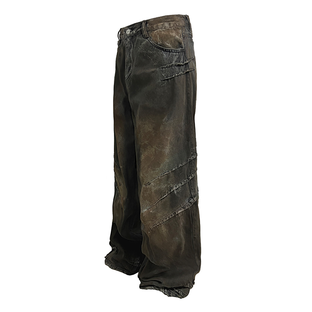 JCAESAR] Dirty Wash Scratched Jeans - BCAESAR