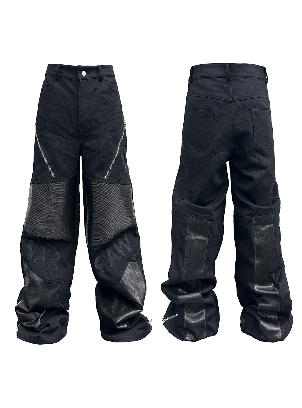 GROUPMAREK] Biker Leather Zipper Motorcycle Pants - BCAESAR