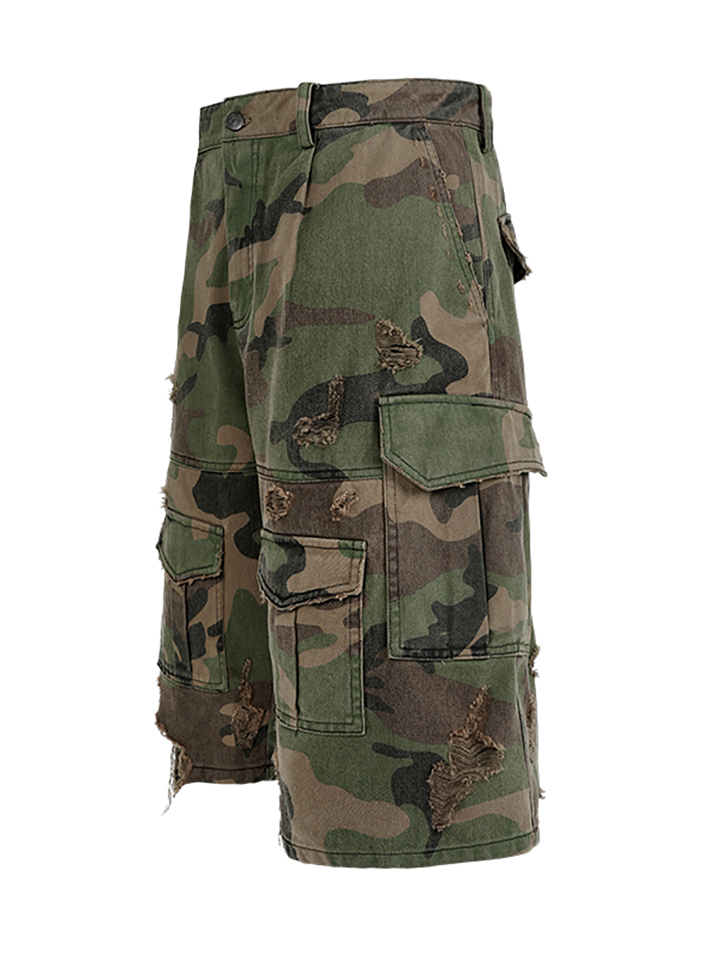 ANTIDOTE] CAMOUFLAGE STONE WASH DISTRESSED WIDE SHORTS - BCAESAR