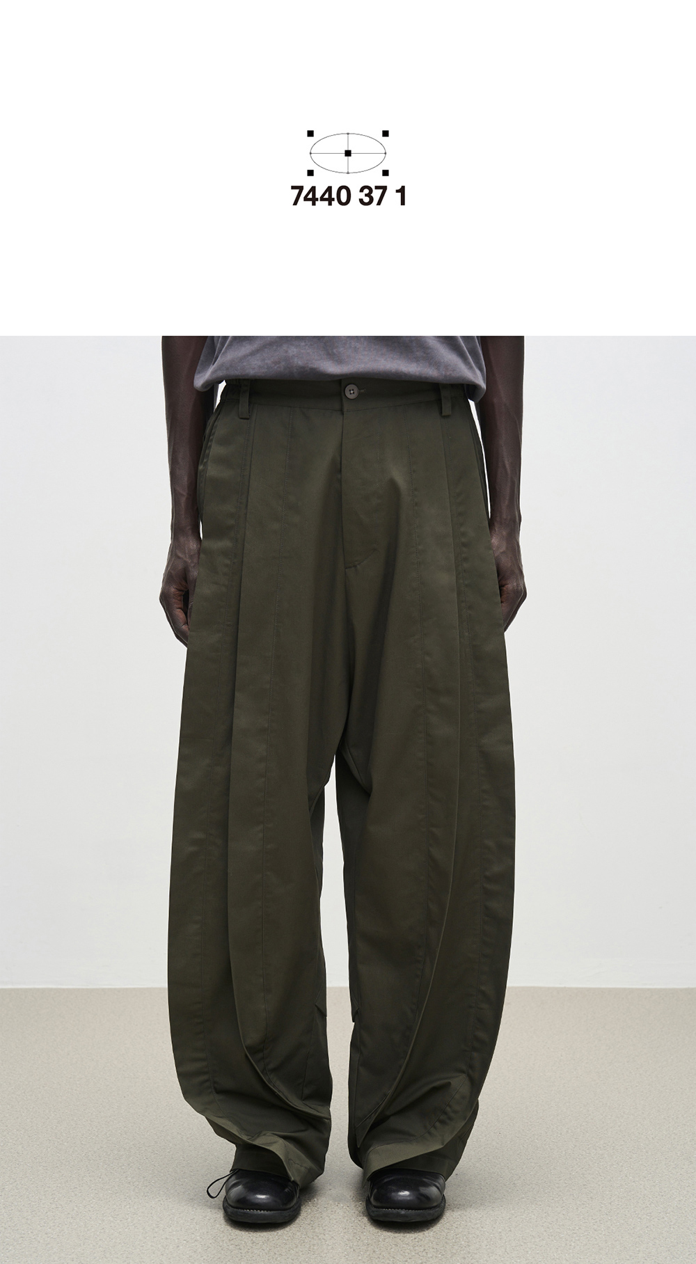 7440 37 1] Pleated Wide Leg Casual Pants - BCAESAR