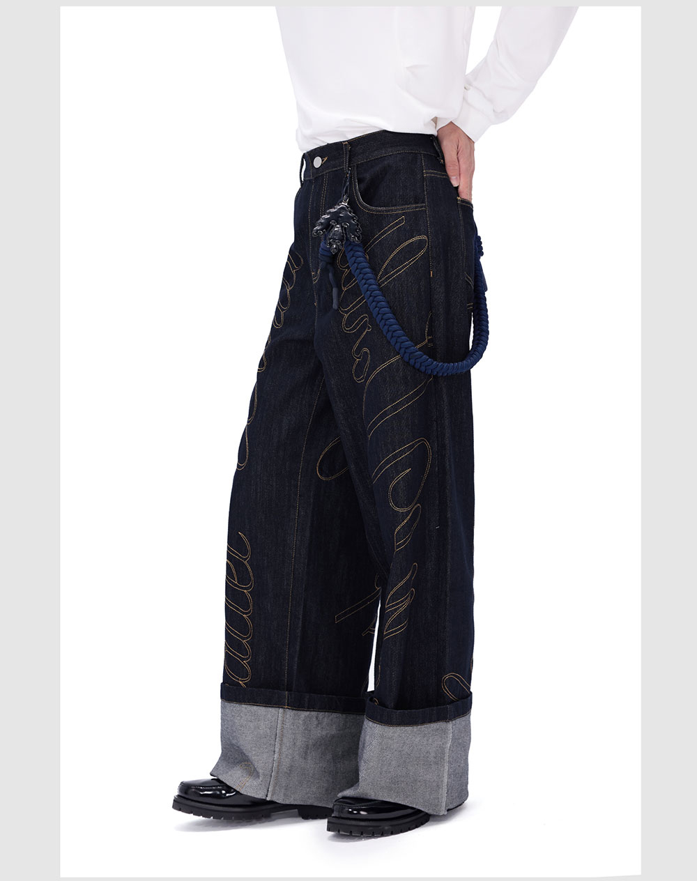 パンツ INTERRIS 23AW Wide-Leg Embroidered Denim IN TERRIS] Wide-Leg Embroidered Denim - BCAESAR