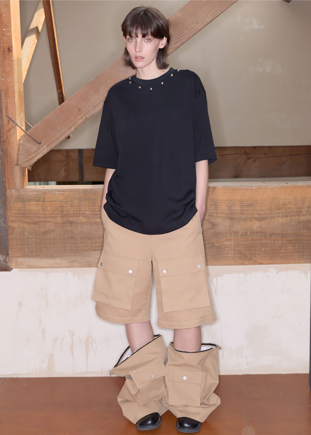 ANTERIOR LOVED×CasseSango] Zipper Cut-Off Overalls | 비엑세스