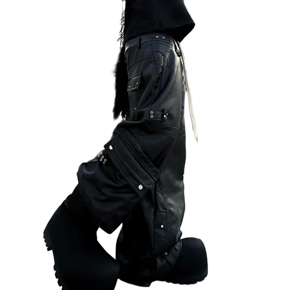COZY] CHAOS LEATHER CARGO PANTS - 비엑세스