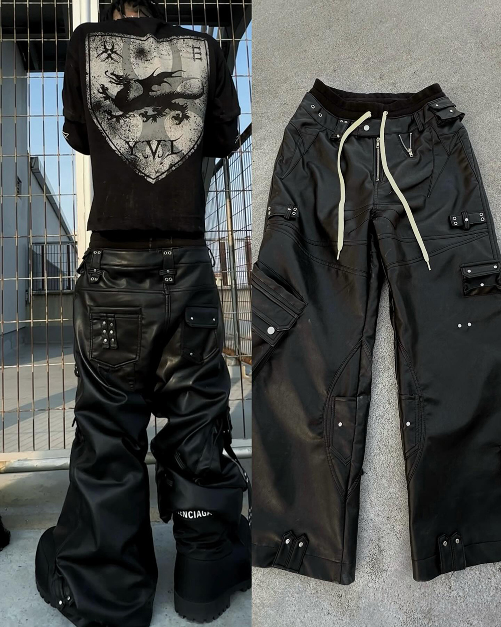 パンツ cozyworldwide LEATHER CARGO PANTS GHIDØRAH CHAØS LEATHER CARGO PANTS – COZY WORLDWIDE