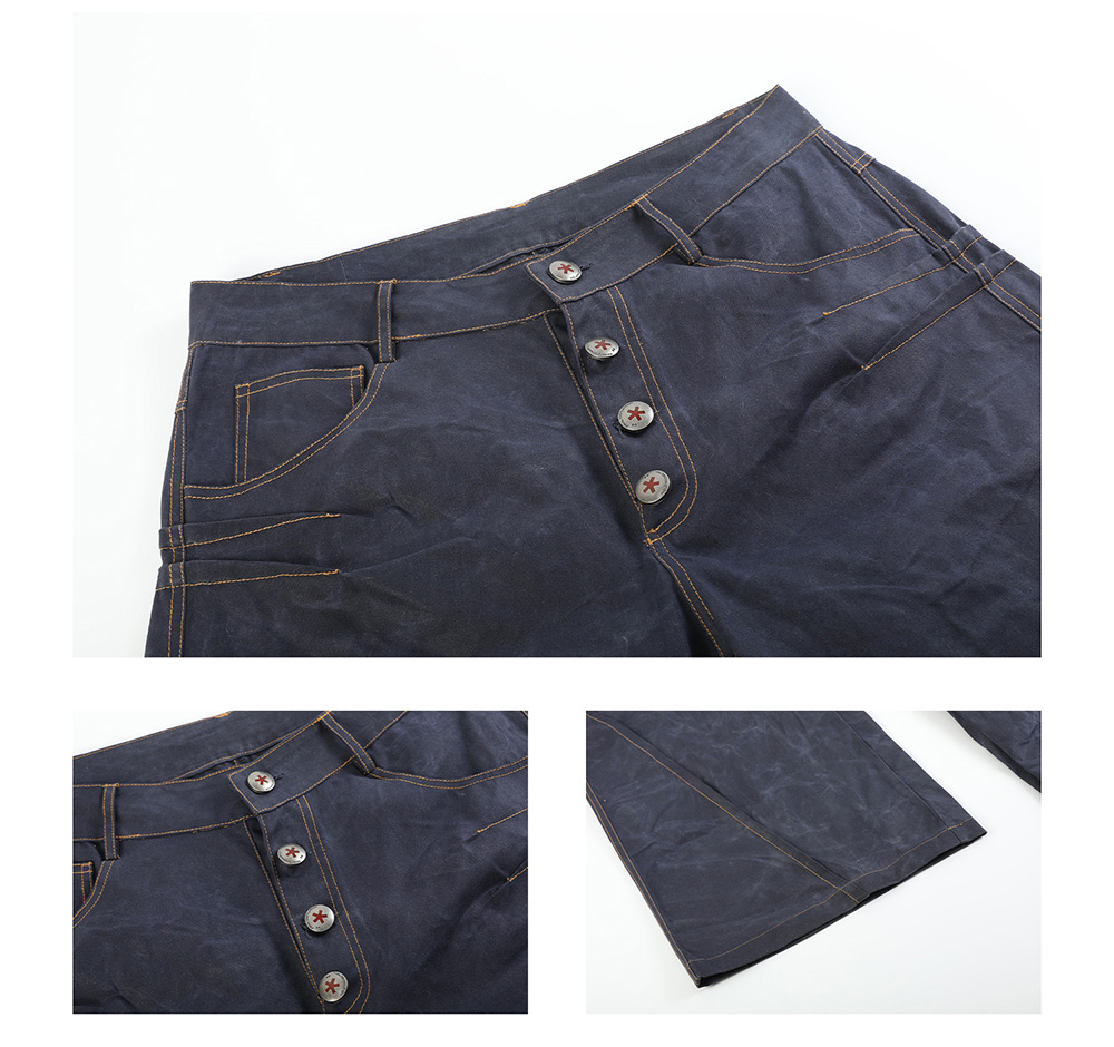 送料関税込 【NO E MOSEN】 Dark Blue Wax Dyed Baggy Jeans No E Mosen] Dark Blue Wax Dyed Baggy Jeans - 비엑세스