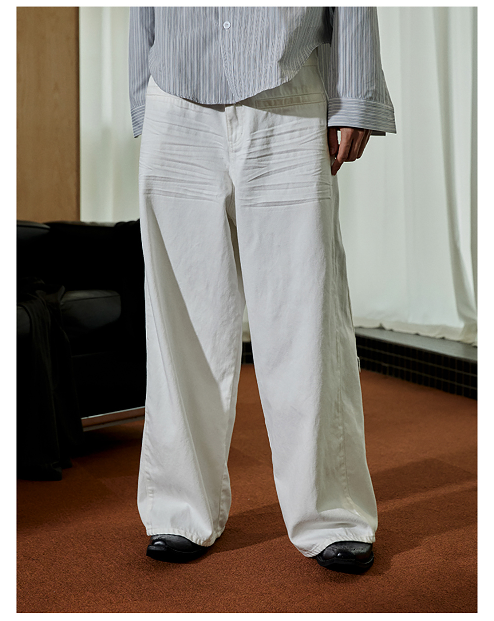 JCAESAR] Pleated White Denim Pants - BCAESAR