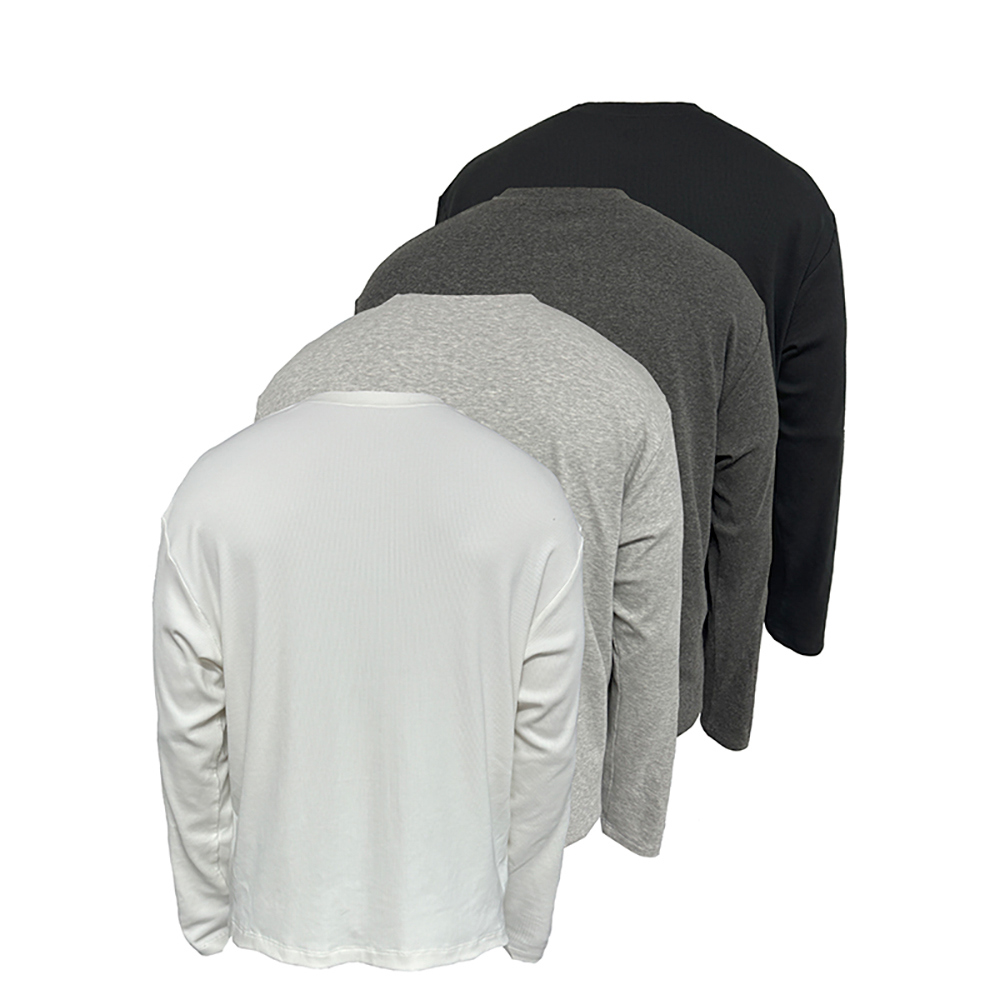 JCAESAR ヘンリーカラー ロングスリーブ JCAESAR] Henley Collar Long Sleeve Shirt (4color) - BCAESAR