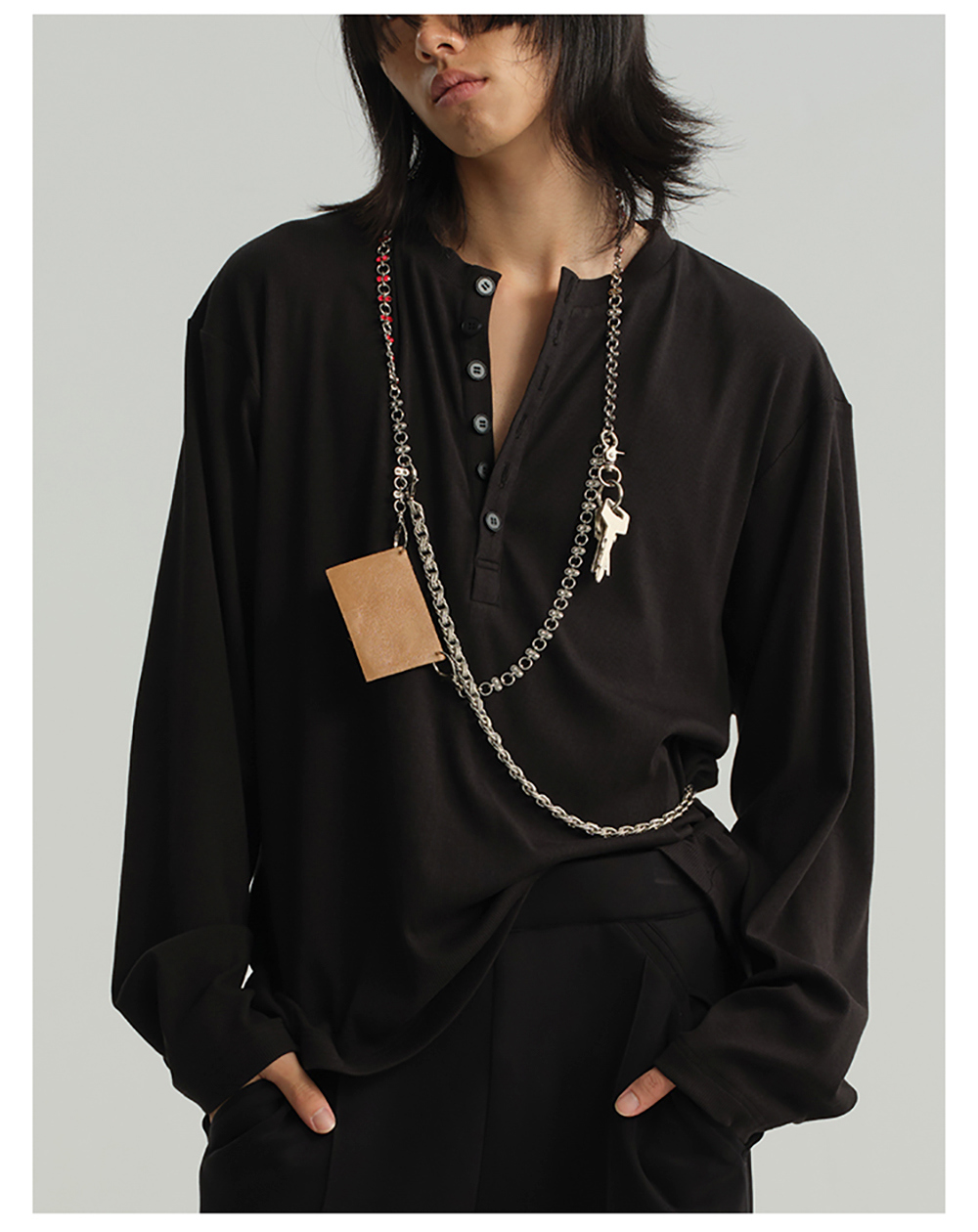 JCAESAR] Henley Collar Long Sleeve Shirt (4color) - BCAESAR