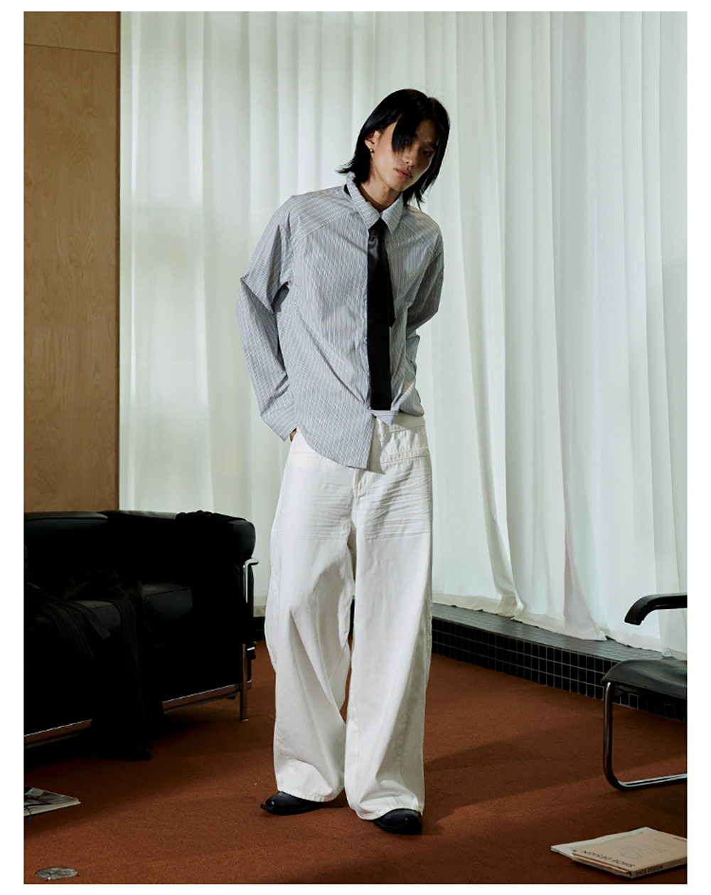 JCAESAR] Pleated White Denim Pants - BCAESAR