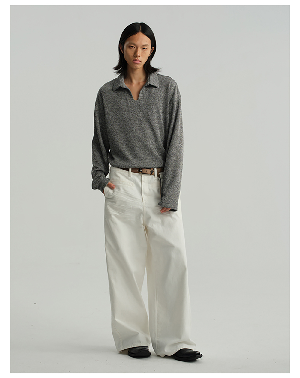 JCAESAR] Pleated White Denim Pants - BCAESAR