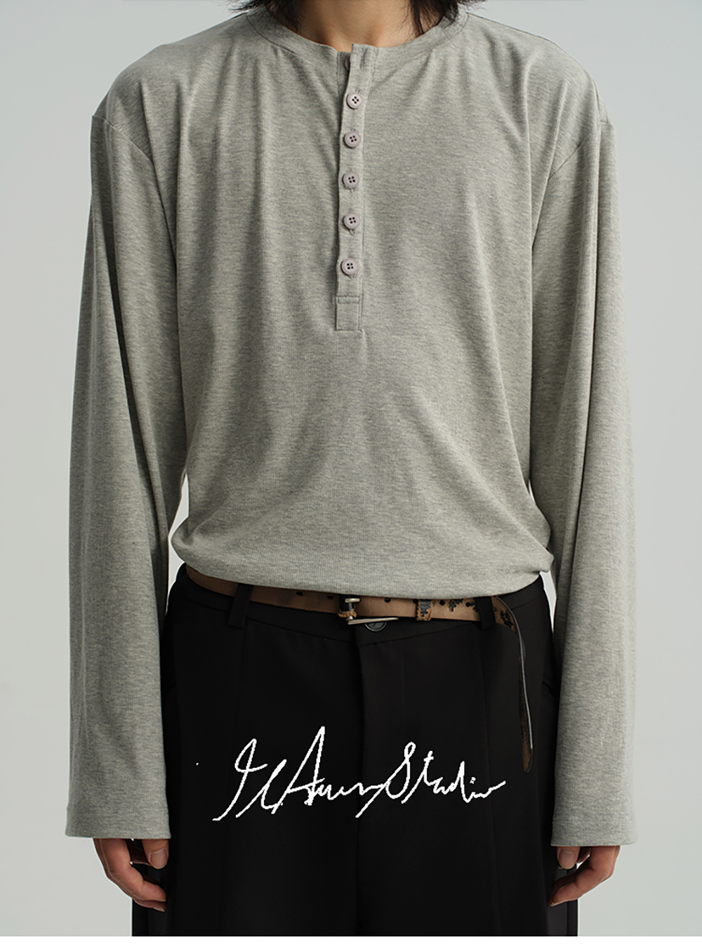 JCAESAR] Henley Collar Long Sleeve Shirt (4color) - BCAESAR