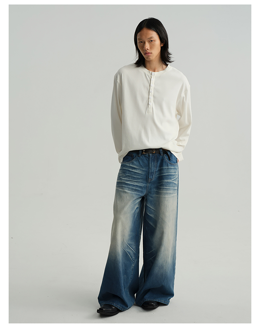 JCAESAR] Henley Collar Long Sleeve Shirt (4color) - BCAESAR