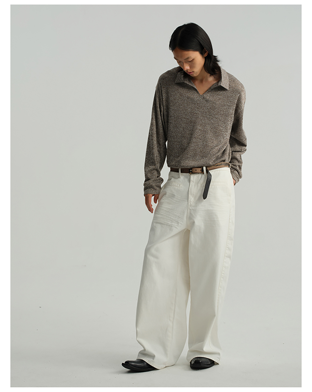 JCAESAR] Pleated White Denim Pants - BCAESAR