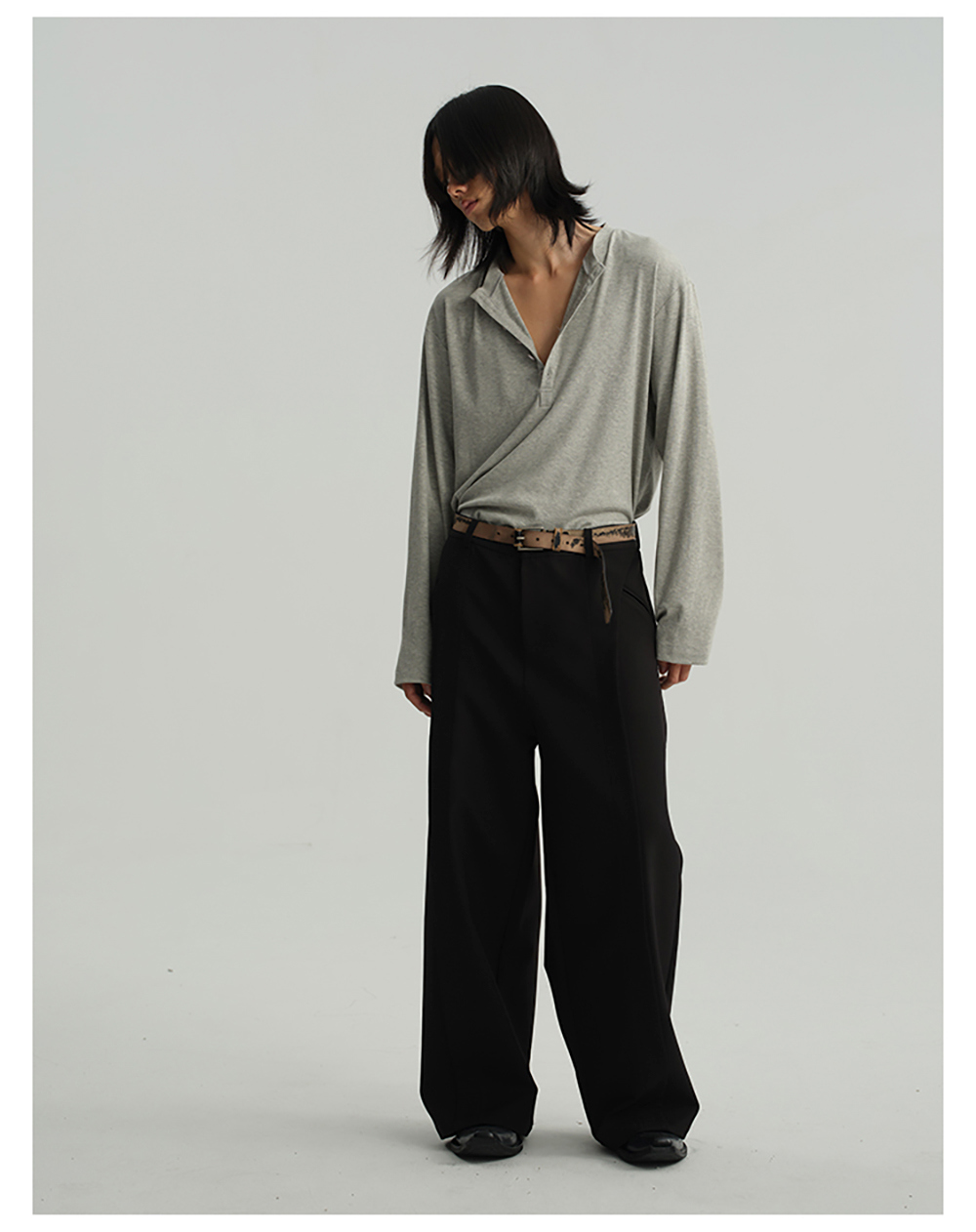 JCAESAR] Henley Collar Long Sleeve Shirt (4color) - BCAESAR