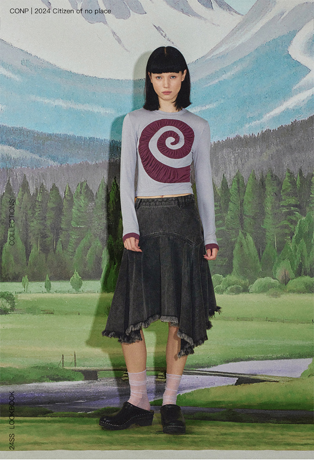 CONP] Label Dislocation Denim Skirt - 비엑세스 