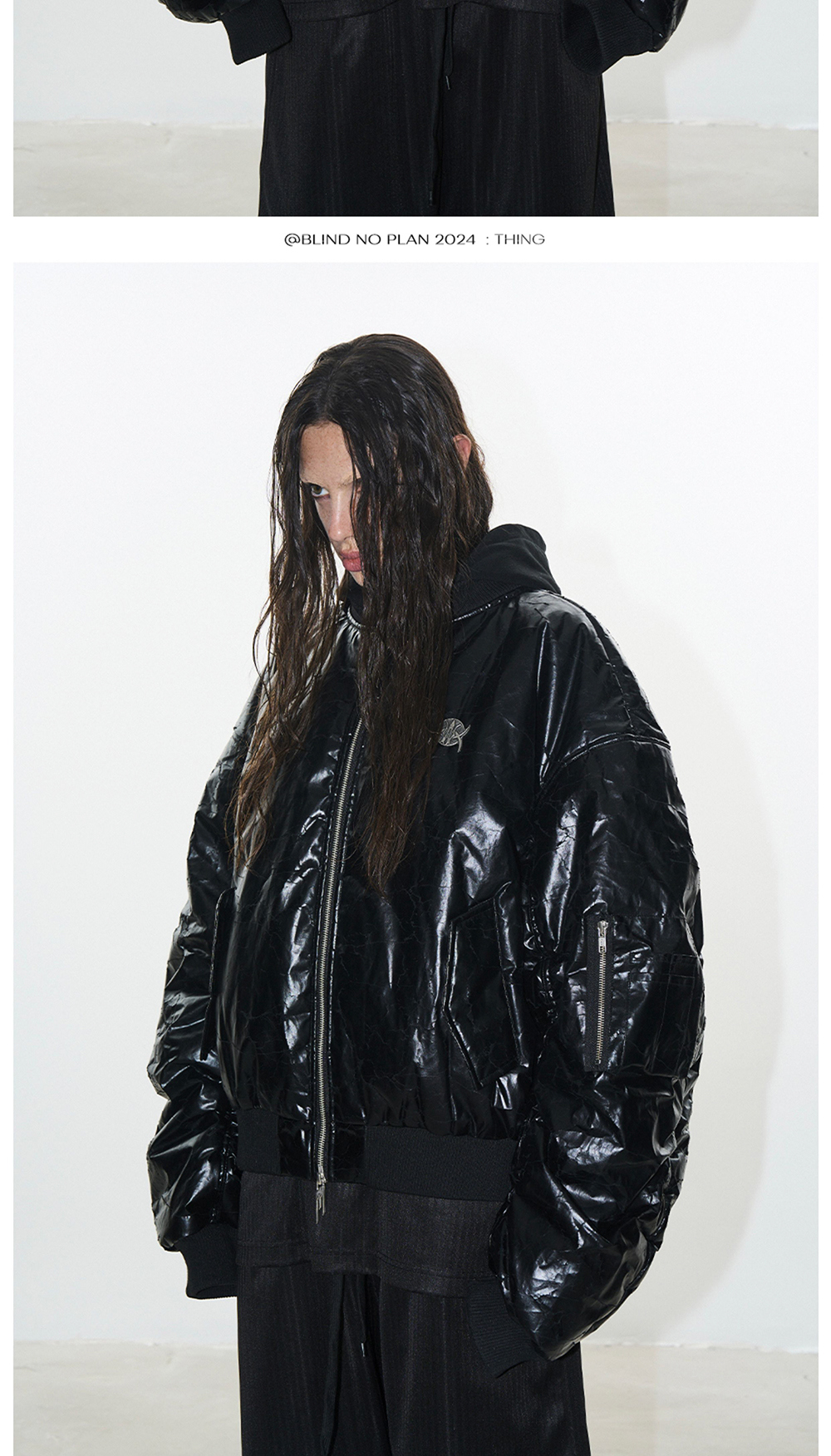 BLIND NO PLAN] Cracked Texture Bomber Jacket (2color) - BCAESAR