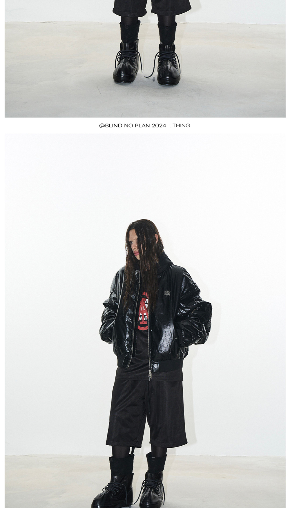 BLIND NO PLAN] Cracked Texture Bomber Jacket (2color) - BCAESAR