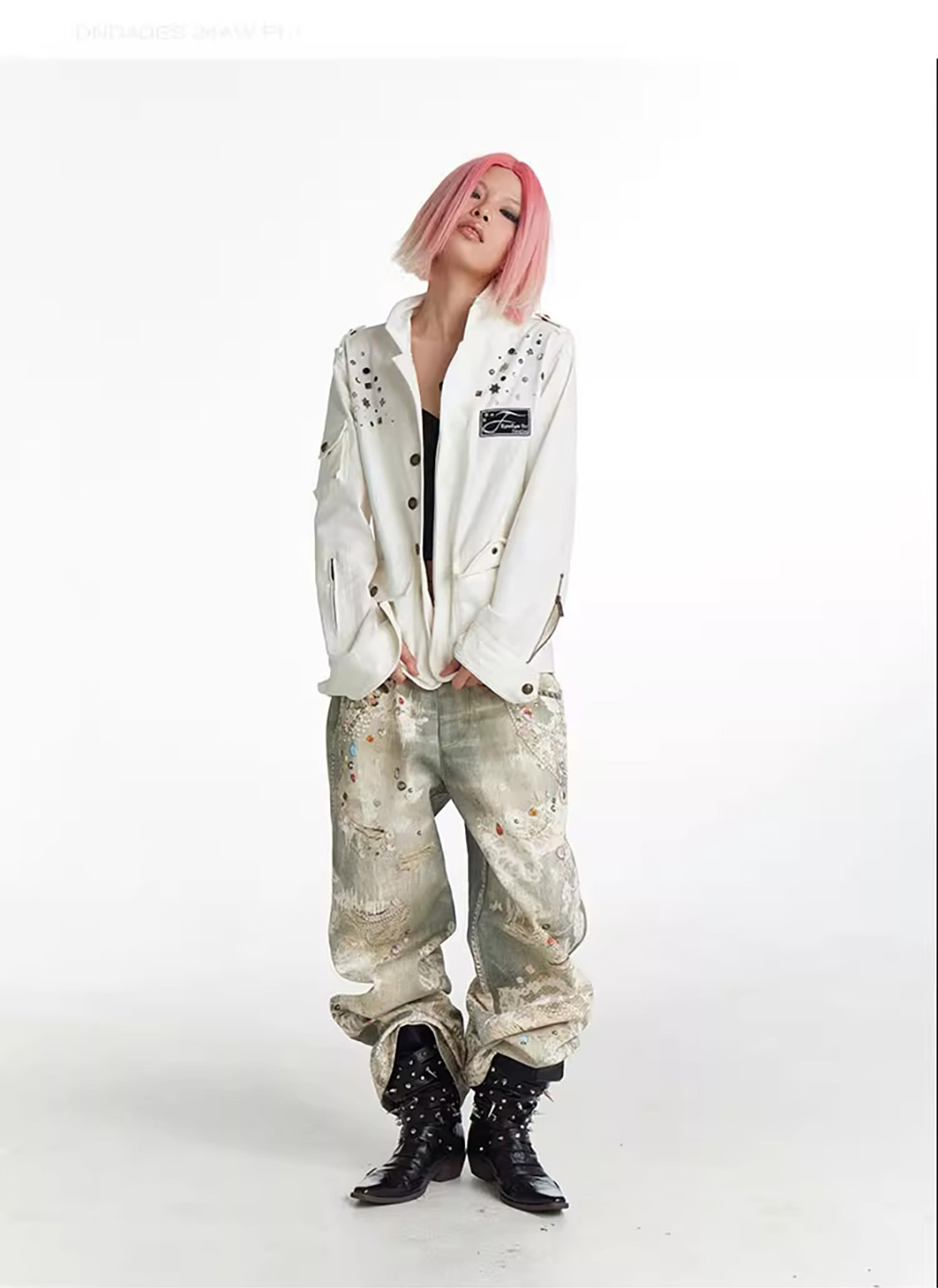 DND4DES x FayChui] Floral Print Denim Pants - BCAESAR