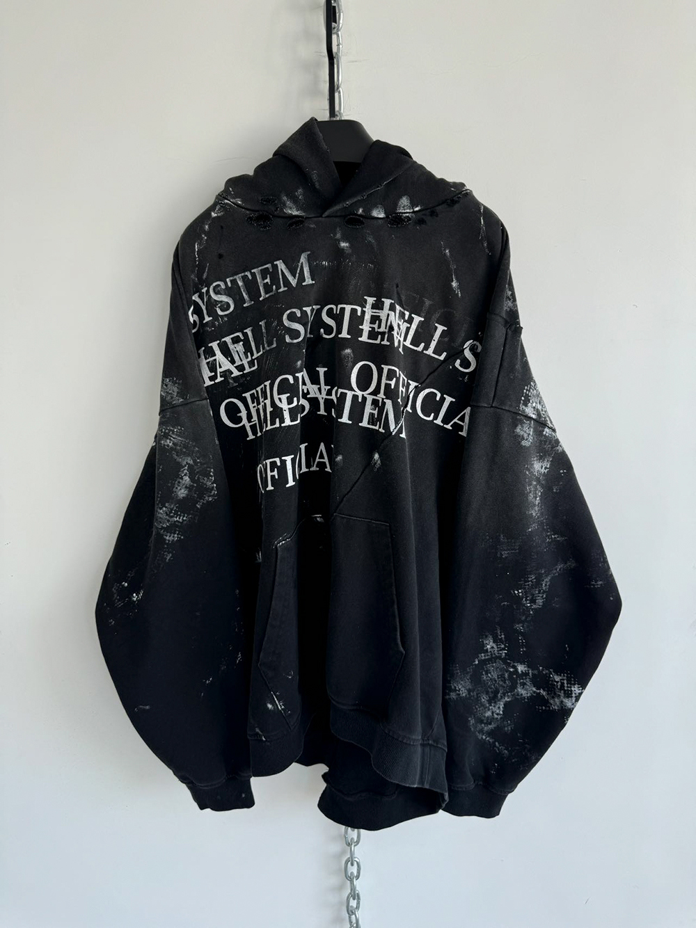 HELL SYSTEM] Distressed Cutout Hoodie - BCAESAR