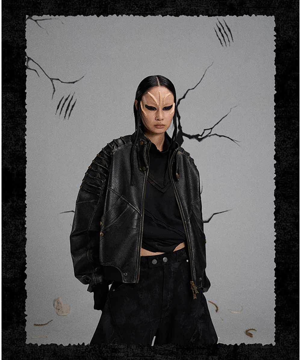 FLYERRER] Dragon Scale Leather Jacket | BCAESAR