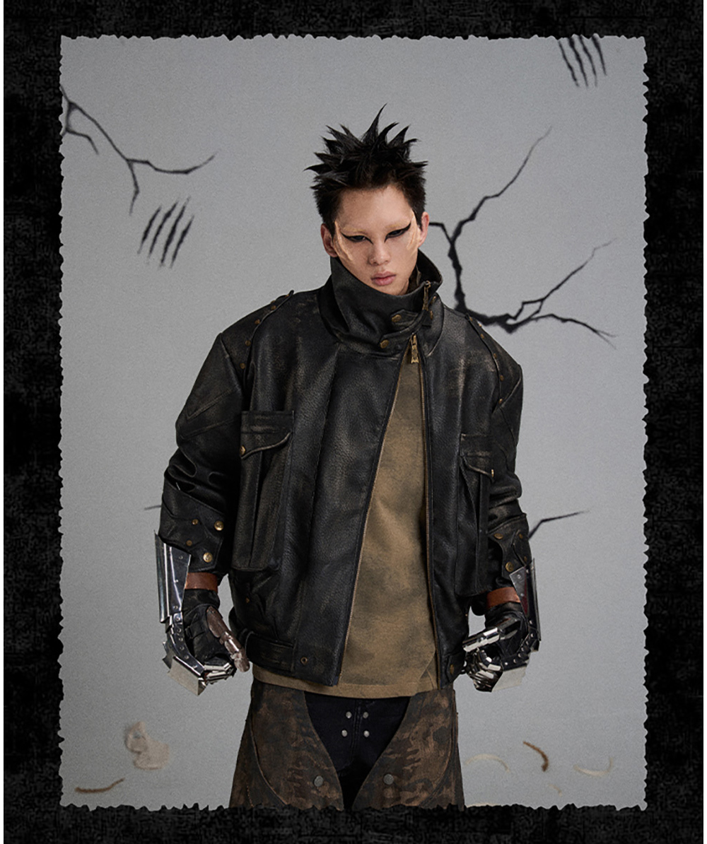 FLYERRER] Knight Armor Leather Jacket - BCAESAR