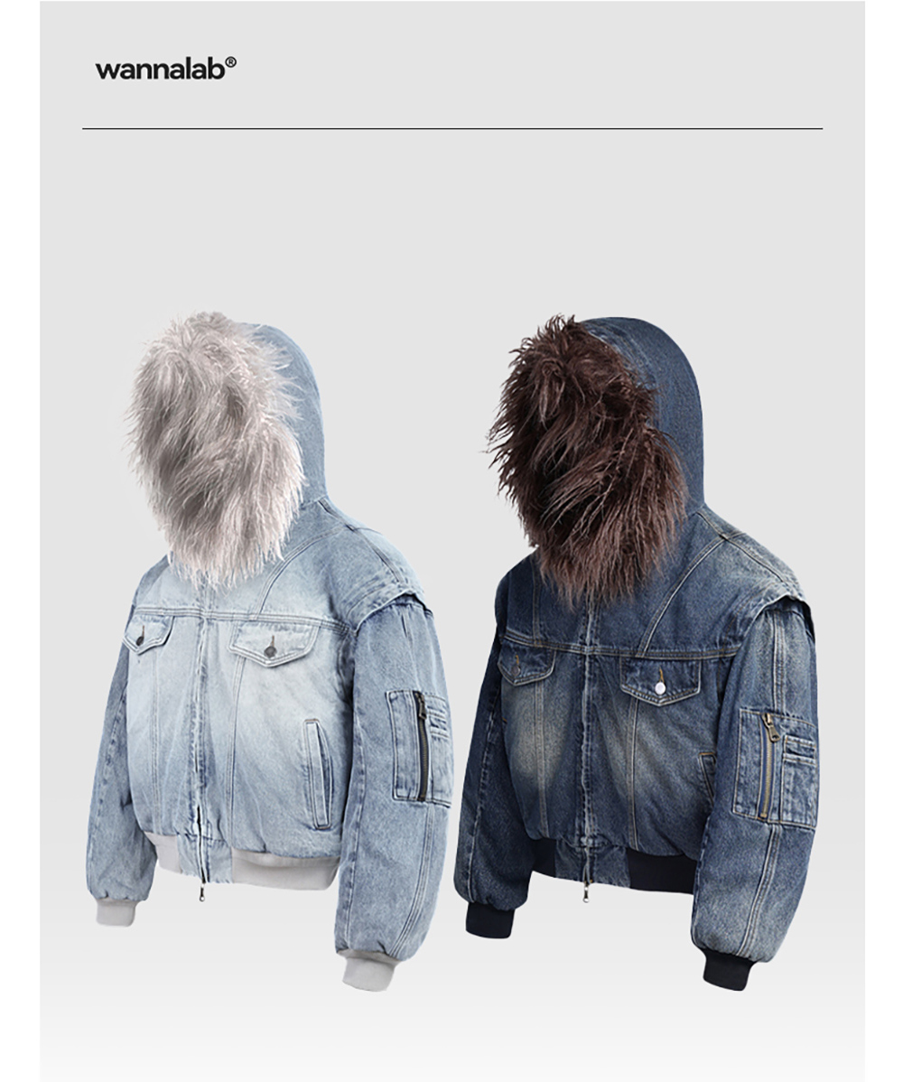 WANNA LAB] Wool Blend Cropped Bomber Jacket (2color) - BCAESAR