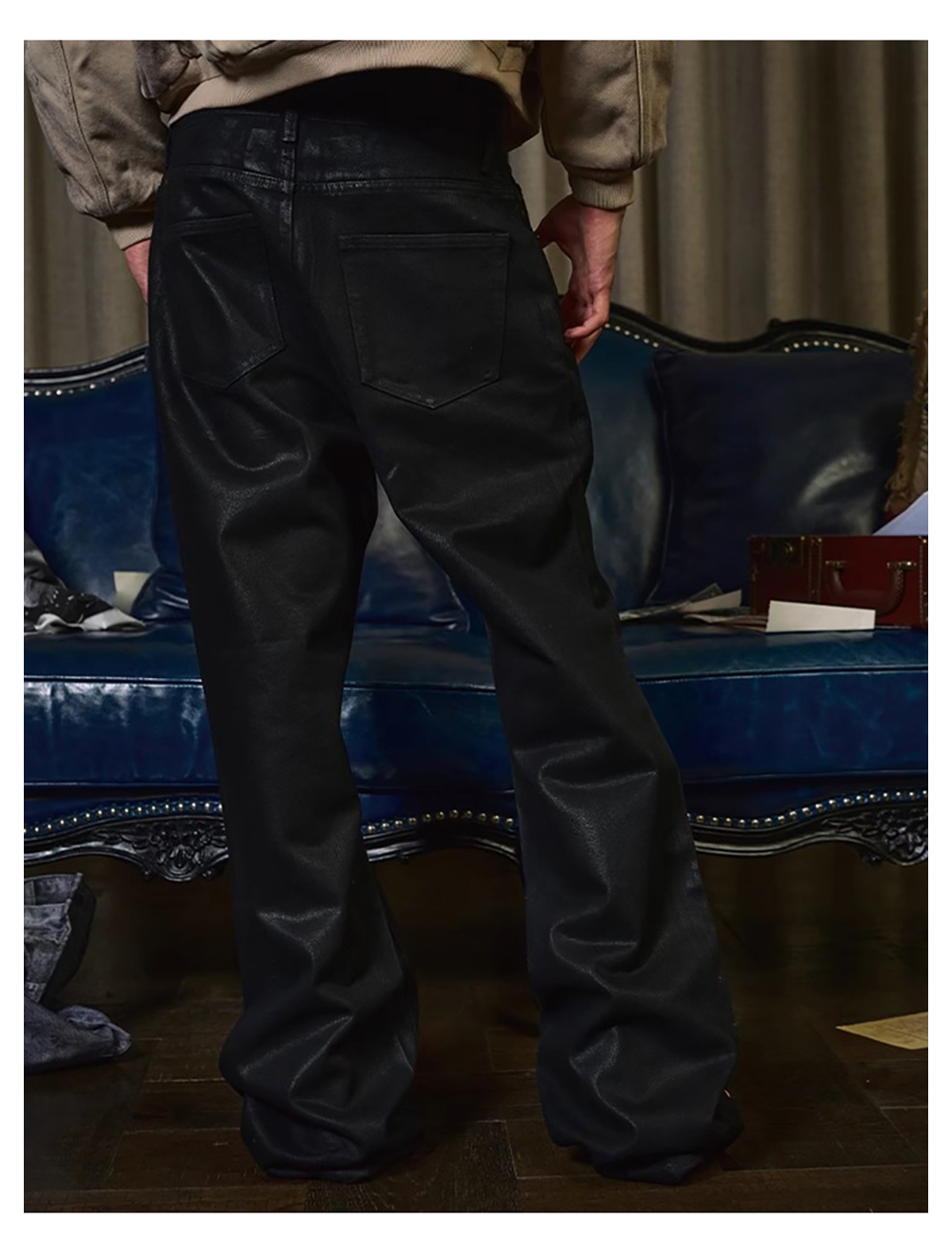 パンツ black wax coating boots cut denim black wax coating boots cut denim