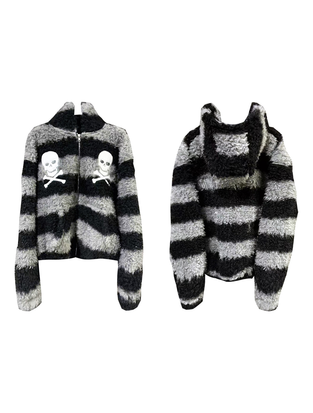 国内で当店のみ DETW - Skull Stripe Fur Bomber Jacket 国内で当店のみ DETW - Skull Stripe Fur Bomber Jacket