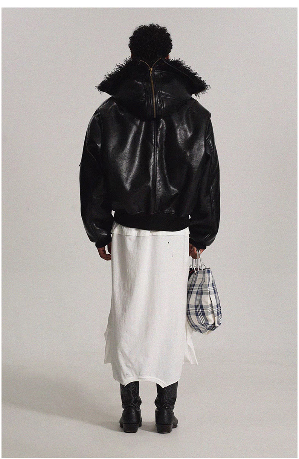 ジャケット・アウター fur hooded real leather bomber jacket X-girl（エックスガール） ブルゾン アウター EMBOSSED LOGO PATCH