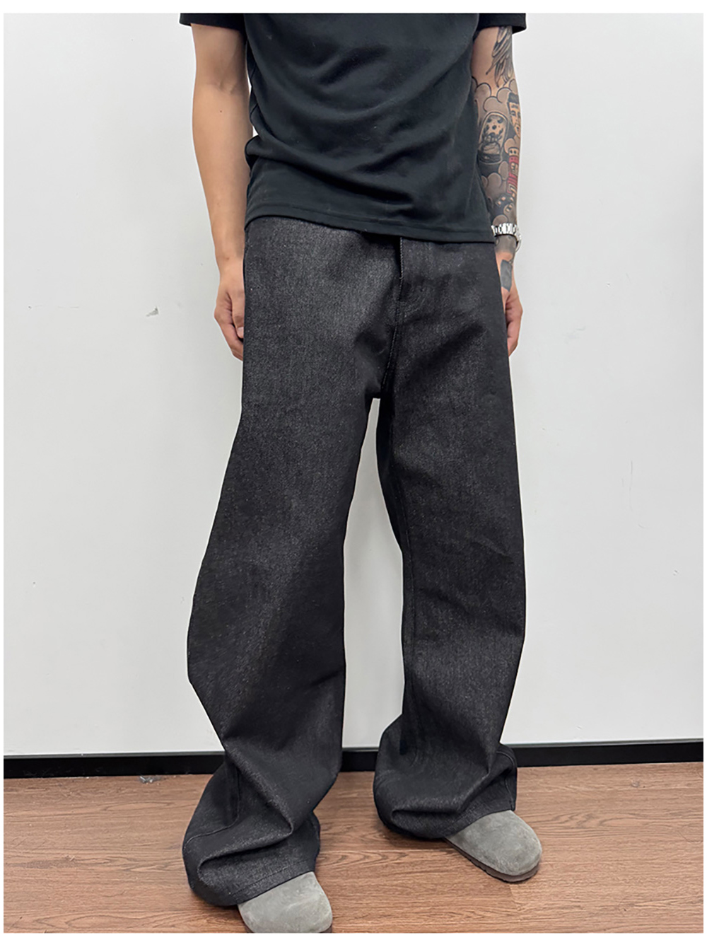 パンツ WANNA black denim WANNA LAB] Raw Denim Baggy Jeans - BCAESAR