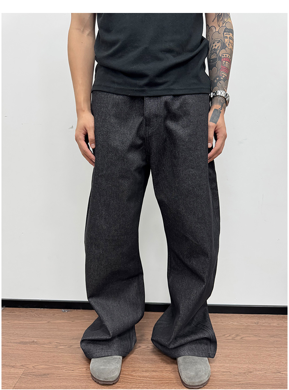 WANNA LAB] Raw Denim Baggy Jeans - BCAESAR