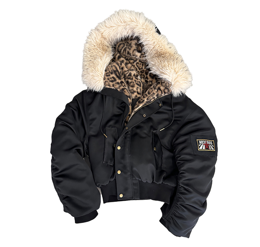 Leopard Pattern Fur Hooded Jacket | BCAESAR