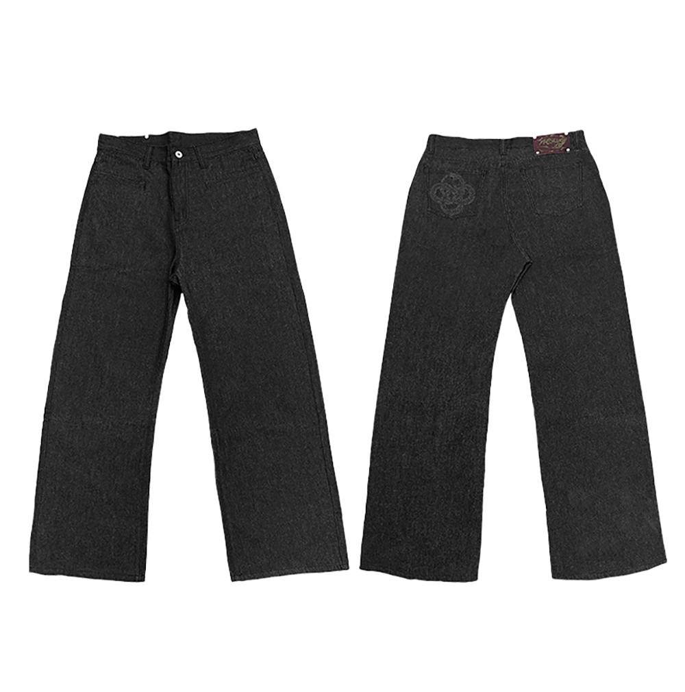 パンツ wanna black denim WANNA LAB] Raw Denim Baggy Jeans - BCAESAR