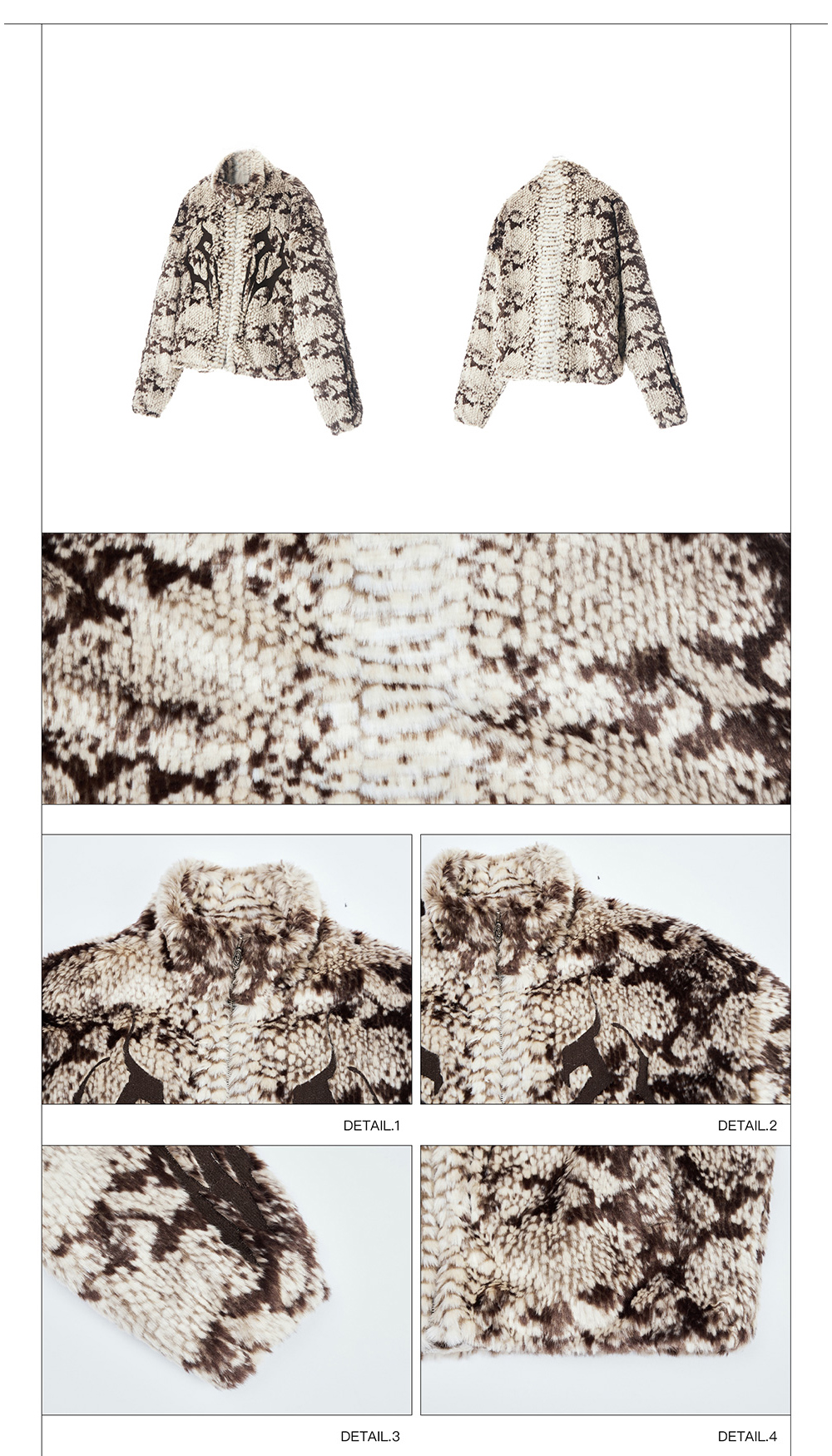 PERSONSOUL] Snake Pattern Faux Fur Jacket | 비엑세스
