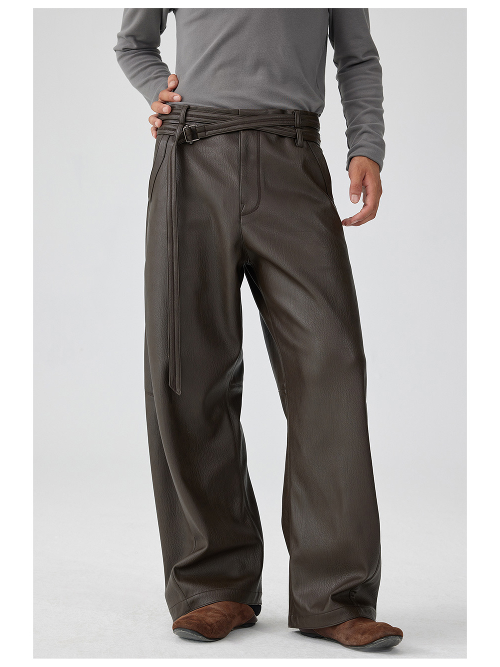 スーツ simpleproject WOOL TWISTED BELTED PANTS SIMPLE PROJECT] Twisted Belted Pants - BCAESAR