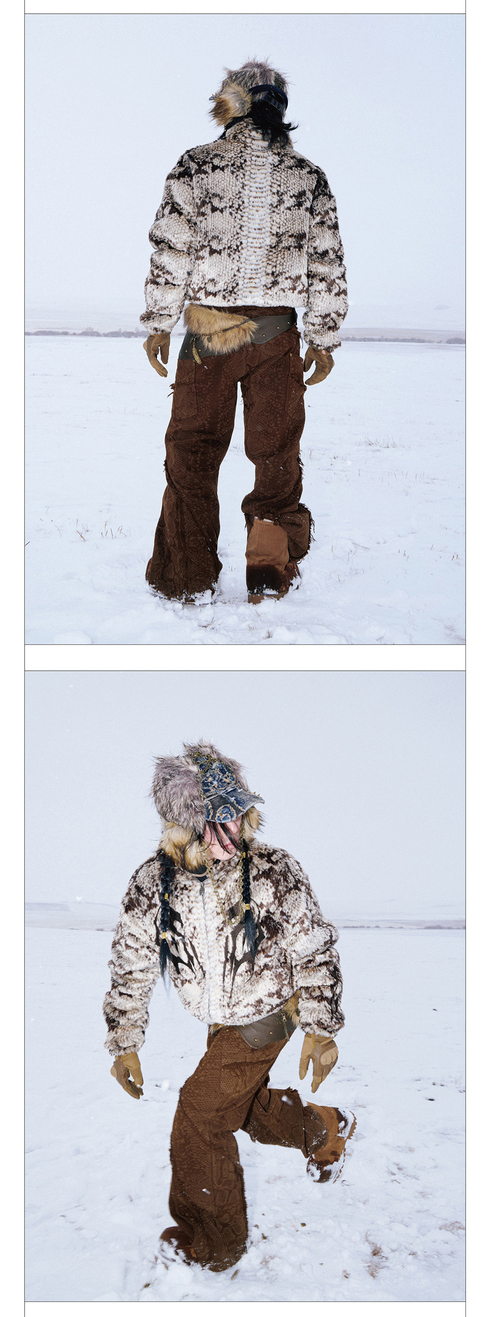 ジャケット・アウター Personsoul Snake Print Faux Fur Jacket Personsoul Snake Print Faux Fur Jacket - personsoul