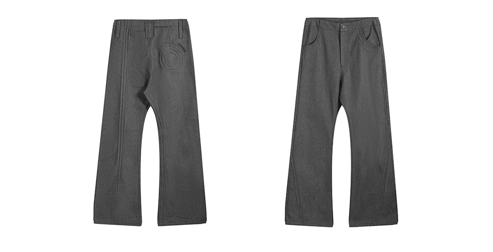 スラックス パンツ グレー SLIGHT VOGUE Slight Vogue] Classic Wide-Leg Grey Denim Pants - BCAESAR
