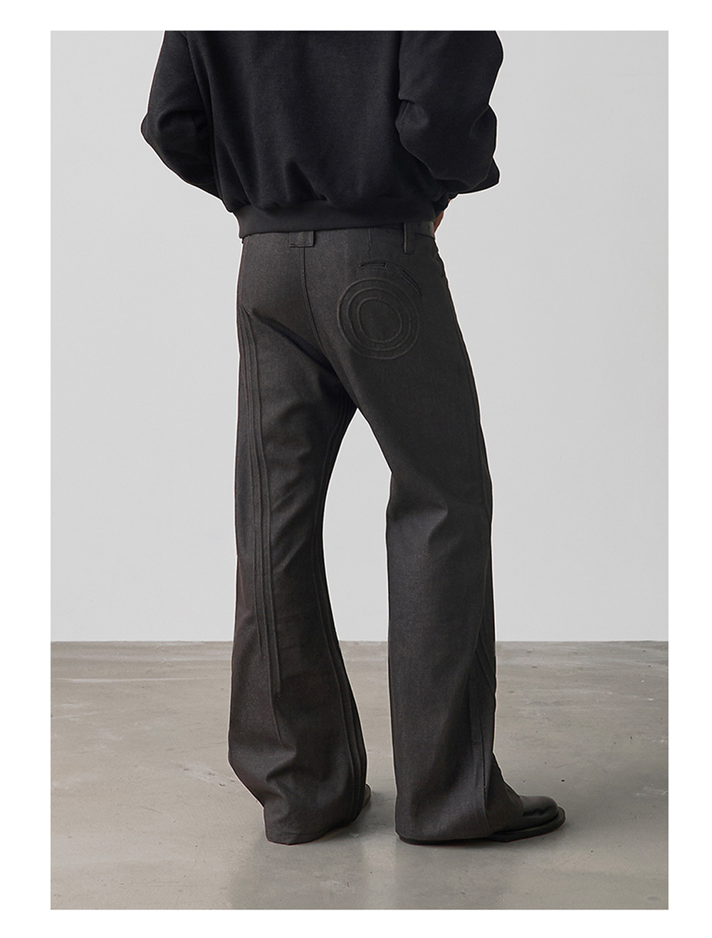 スラックス パンツ グレー SLIGHT VOGUE Slight Vogue] Classic Wide-Leg Grey Denim Pants - BCAESAR