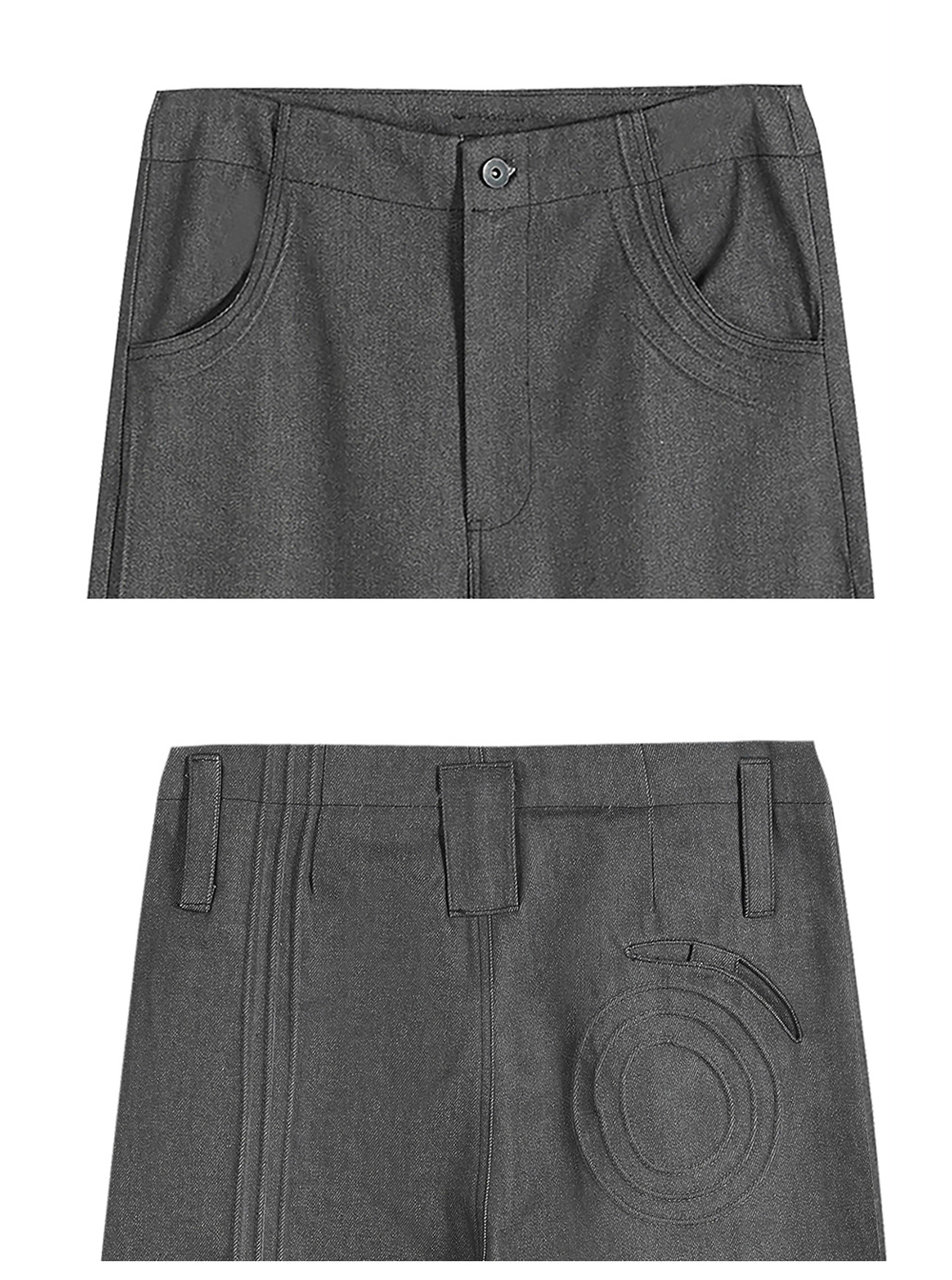 Slight Vogue] Classic Wide-Leg Grey Denim Pants - BCAESAR
