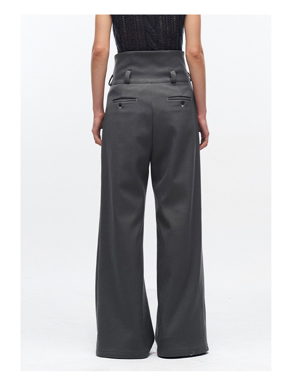 スラックス パンツ グレー SLIGHT VOGUE Slight Vogue] Sculpted High-Waist Grey Pants - BCAESAR